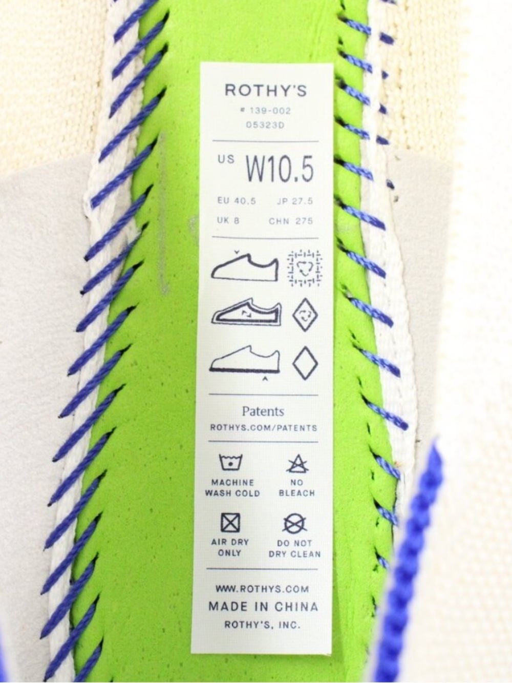 Rothy's Cream Floral Ballet Flats with Blue Insole Trim - Picture 5 of 5